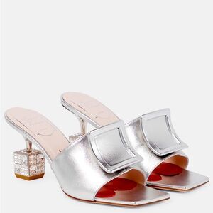 Roger Vivier’s Strauss Embellished cube sandals.
